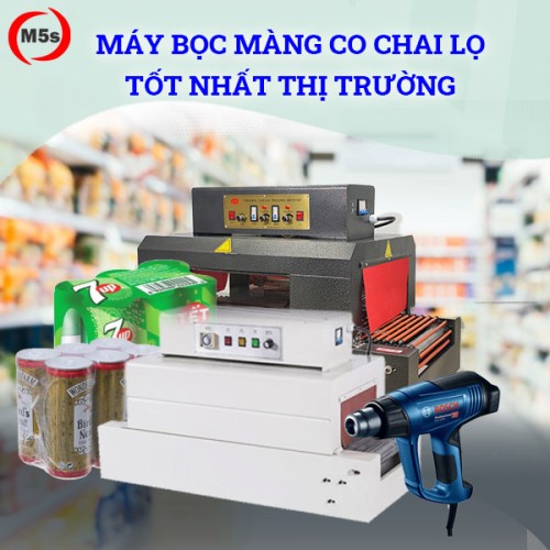 Máy bọc màng co chai lọ