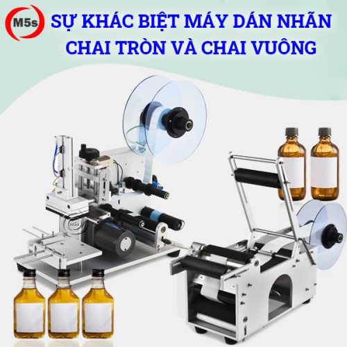 sự khác biệt giữa máy dán nhãn chai tròn và chai vuông