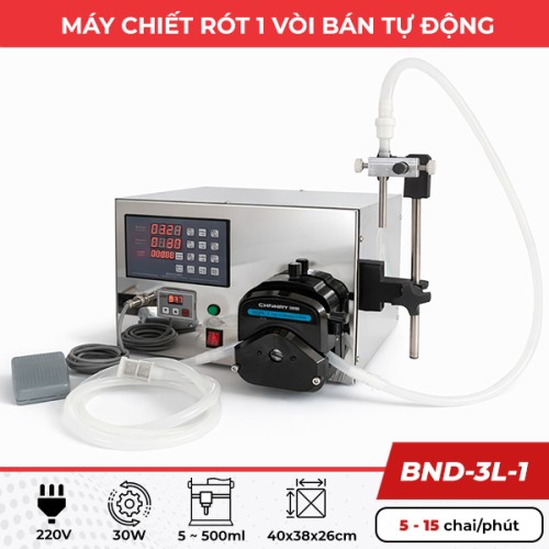 Máy chiết rót bán tự động BND-3L-1 dùng bơm nhu động 3 trục