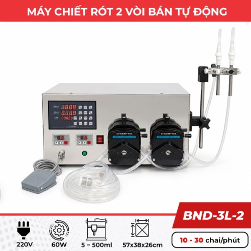 Máy chiết rót bán tự động BND-3L-2 hai bơm nhu động 3 trục