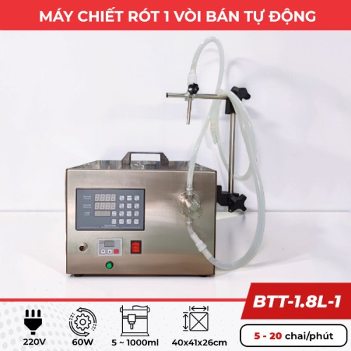 Máy chiết rót bán tự động BTT-1.8L-1 bơm từ tính bánh răng