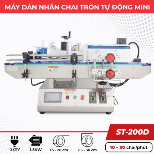 Máy dán tem nhãn chai tròn tự động ST-200D