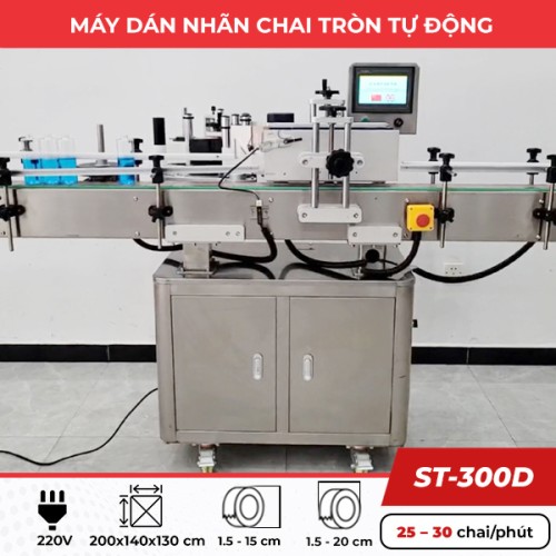 Máy dán nhãn decal chai tròn tự động ST-300D