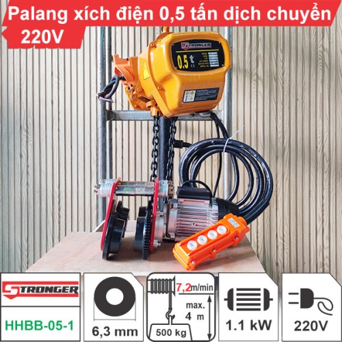 Palang xích điện 500kg dịch chuyển (220V)