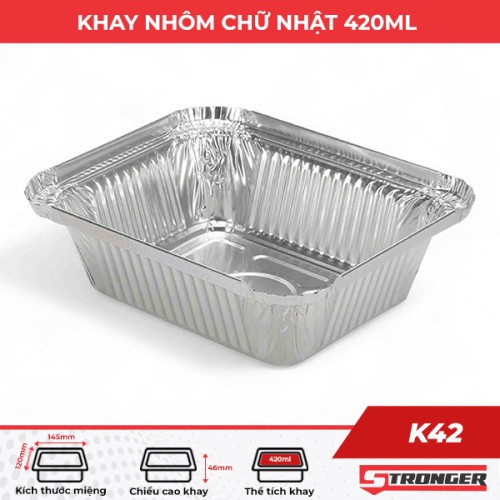 Khay nhôm chữ nhật 420ml K42