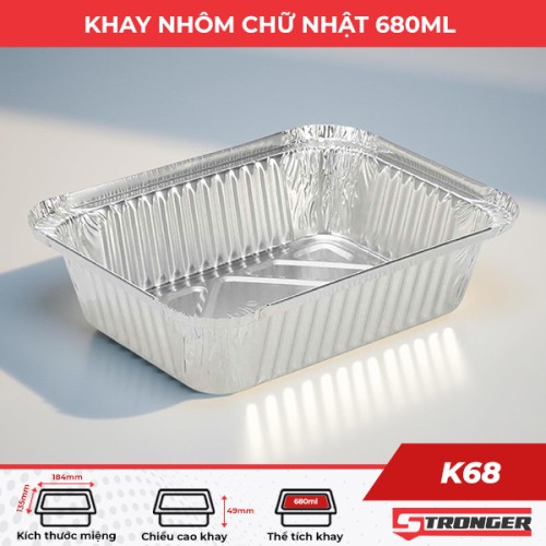 Khay nhôm chữ nhật 680ml K68