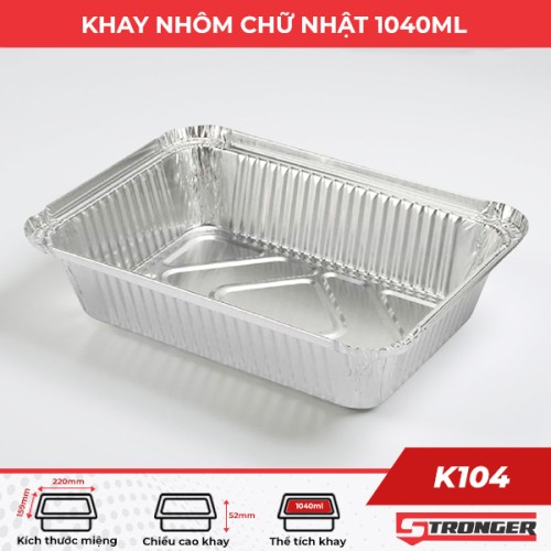 Khay nhôm chữ nhật 1040ml K104