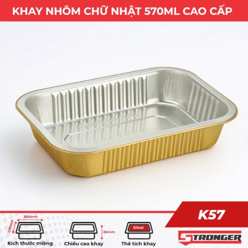 Khay nhôm chữ nhật 570ml (cao cấp)