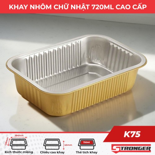Khay nhôm chữ nhật 750ml cao cấp