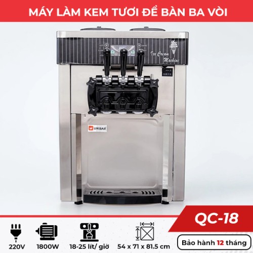 Máy làm kem tươi để bàn ba vòi QC-18