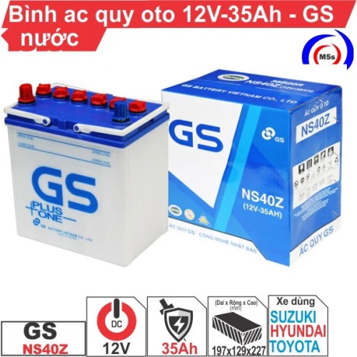 Bình ắc quy 12V 35AH oto dạng lỏng GS NS40ZL