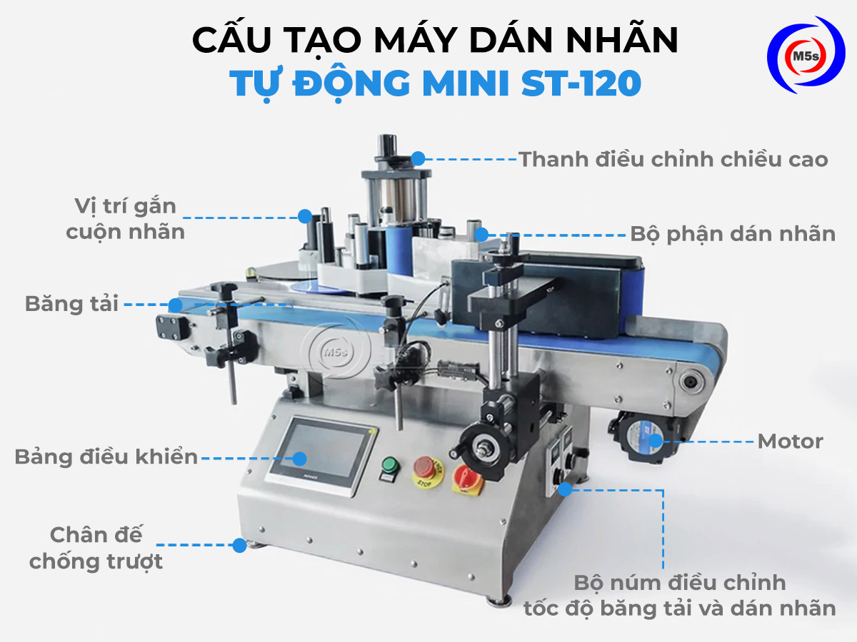 Cấu tạo máy dán nhãn tự động mini ST-120