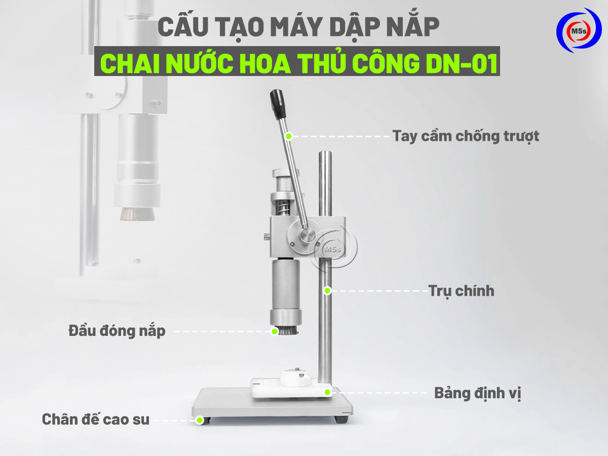 cấu tạo máy đóng nắp chai nước hoa thủ công DN-01