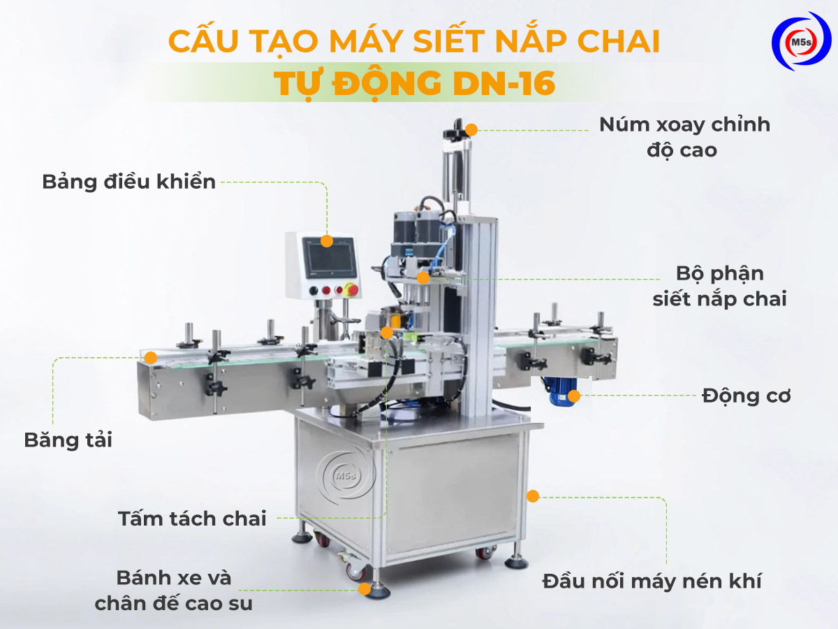 cấu tạo máy đóng nắp chai tự động DN-16