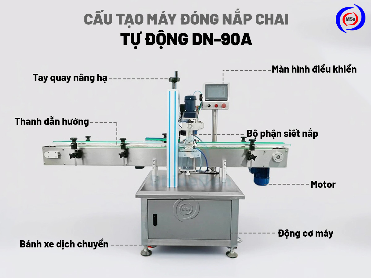 cấu tạo máy đóng nắp chai tự động DN-90A