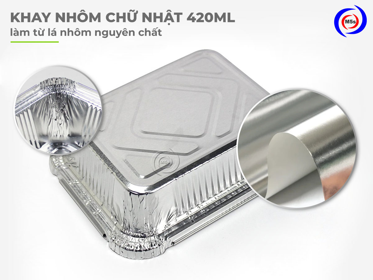 chất liệu khay nhôm hình chữ nhật