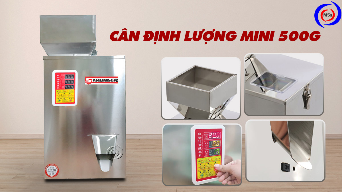chi tiết các bộ phận cân định lượng mini 500G
