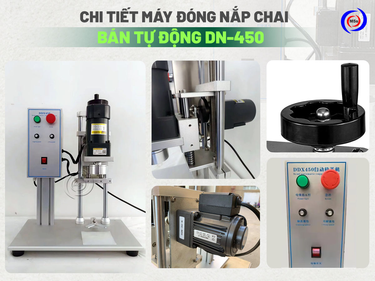 chi tiết máy đóng nắp chai bán tự động DN-450