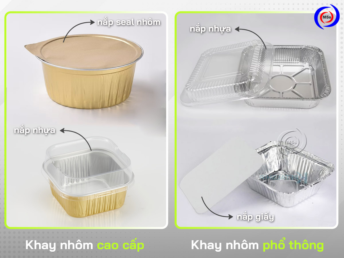 khay nhôm cao cấp và khay nhôm phổ thông