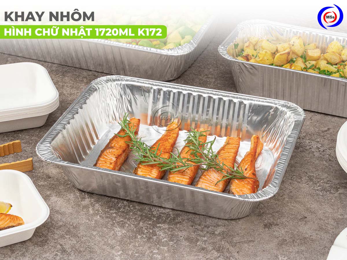 khay nhôm chữ nhật 1720ml