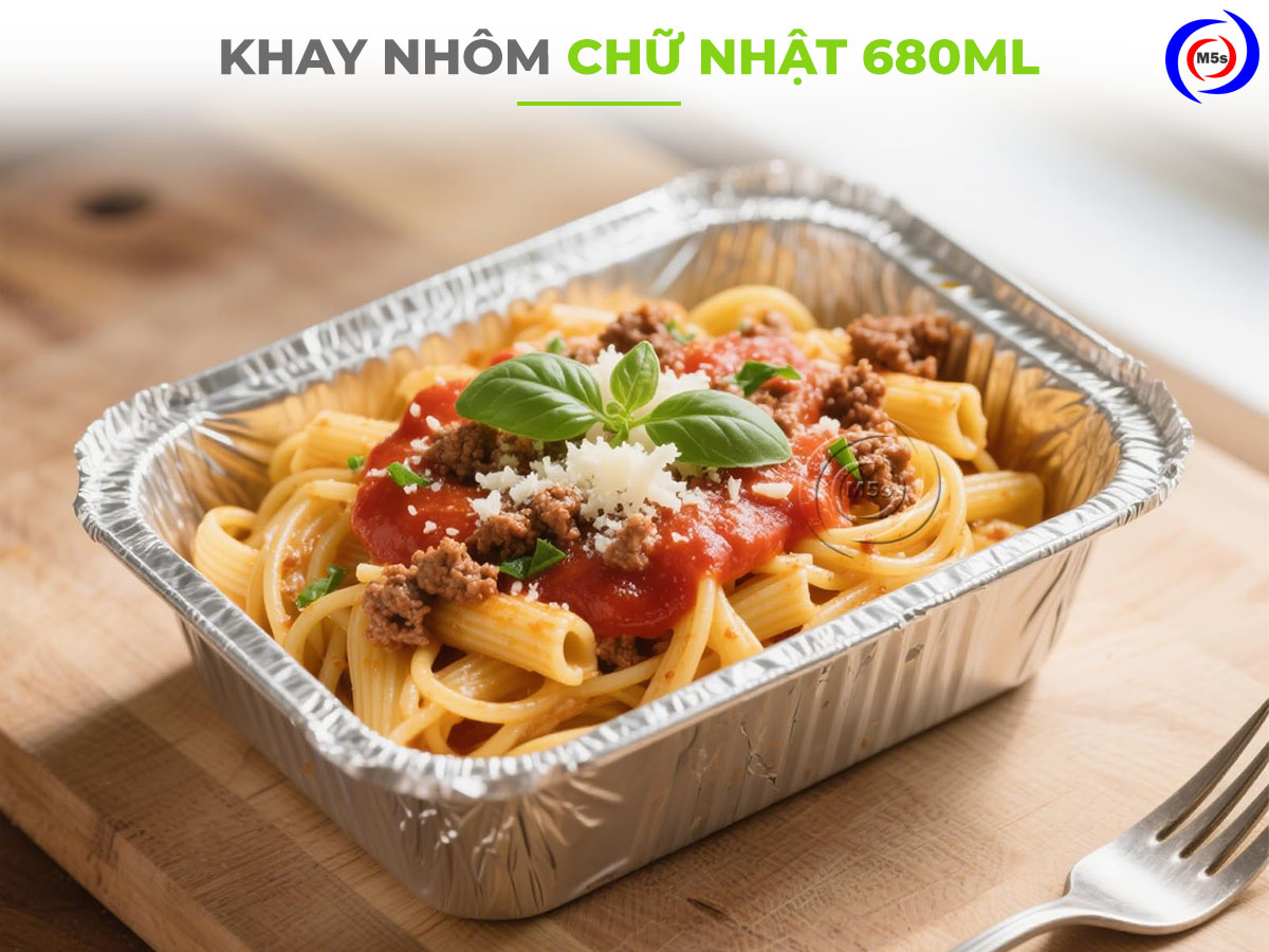 khay nhôm chữ nhật 680ml