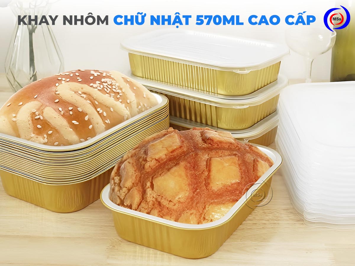 khay nhôm chữ nhật 570ml cao cấp