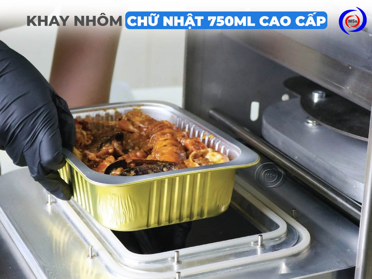 khay nhôm chữ nhật 750ml cao cấp