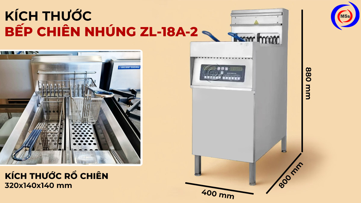 kích thước bếp chiên nhúng ZL-18A-2