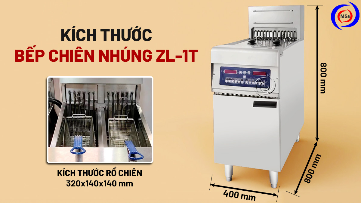 kích thước bếp chiên nhúng ZL-1T