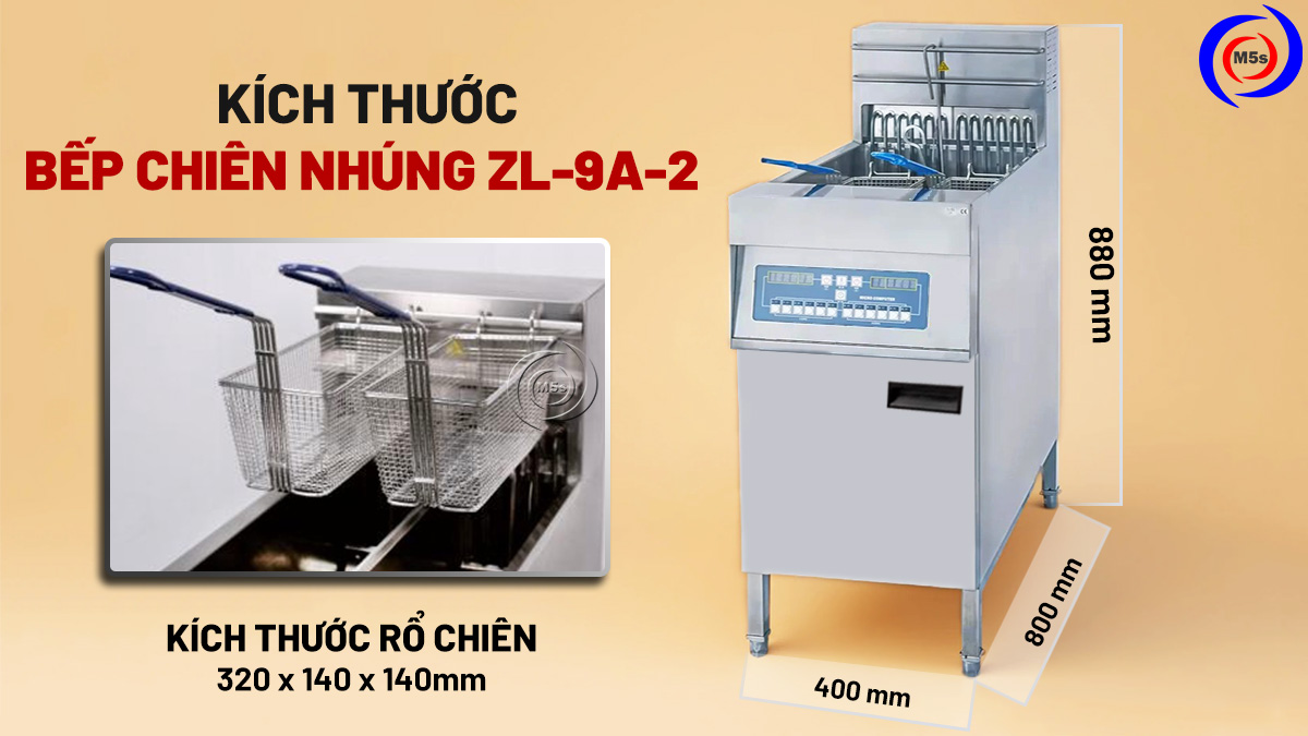 kích thước bếp chiên nhúng ZL-9A-2