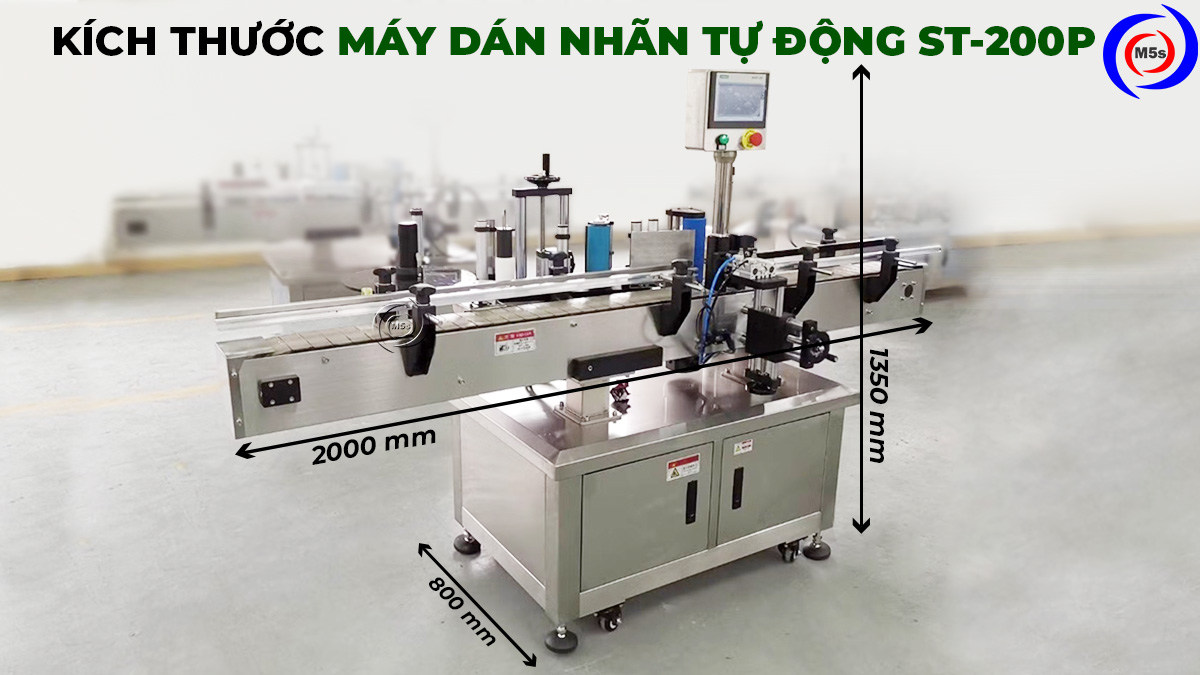 Kích thước máy dán nhãn decal tự động ST-200P