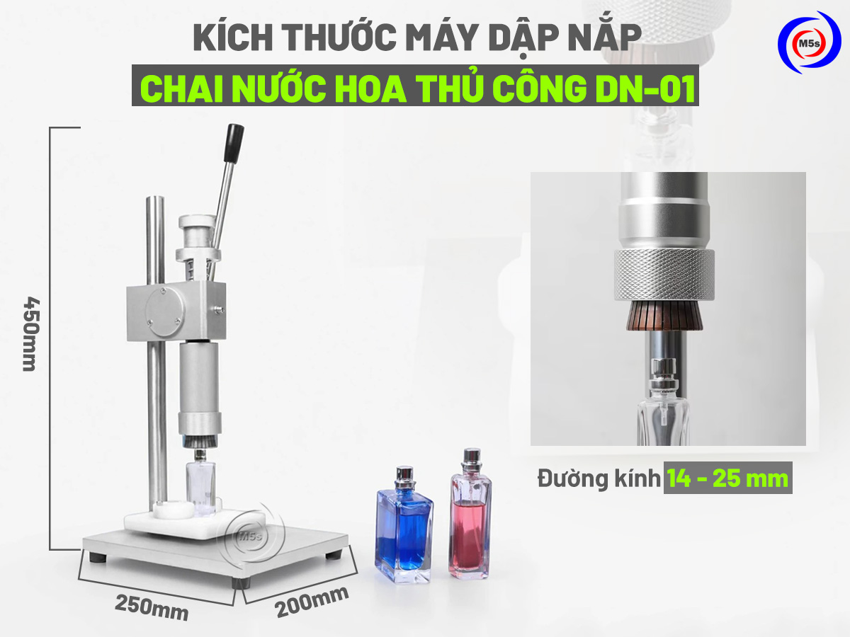 kích thước máy dập nắp chai nước hoa DN-01