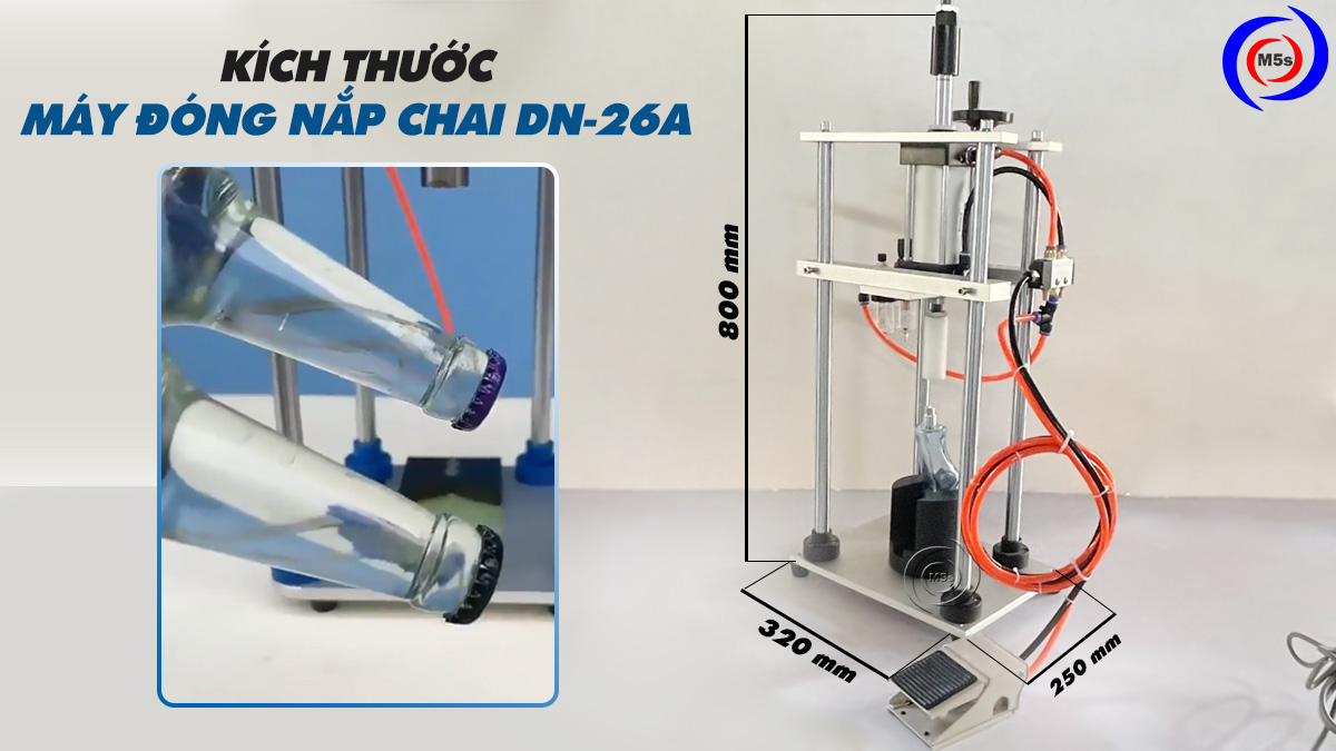 kích thước máy đóng nắp chai DN-26A