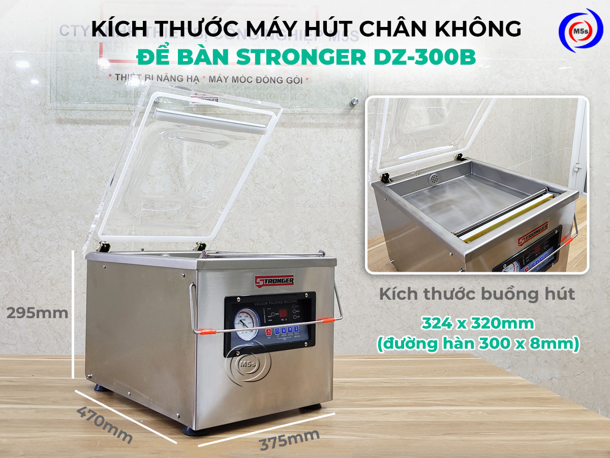 Kích thước máy hút chân không công nghiệp DZ-300B