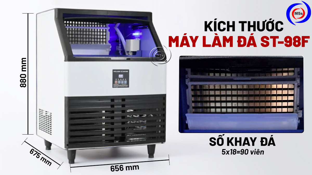 Kích thước máy làm đá viên ST-98F Kích thước máy làm đá viên ST-98F