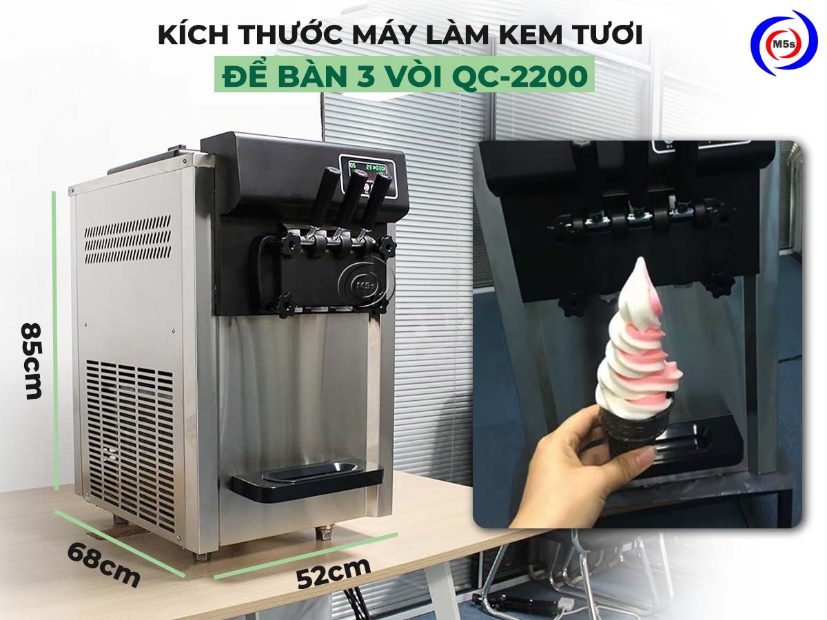 kích thước máy làm kem 3 vòi QC-2200 kích thước máy làm kem 3 vòi QC-2200