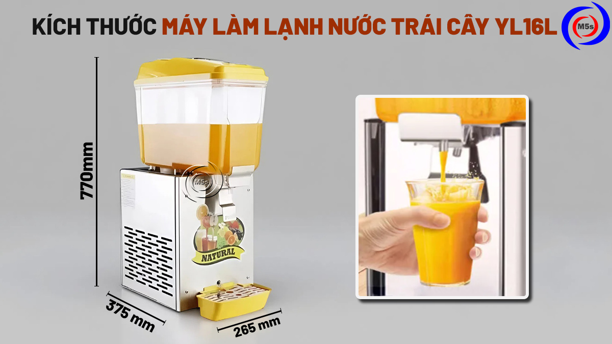 kích thước máy làm lạnh nước trái cây YL16L