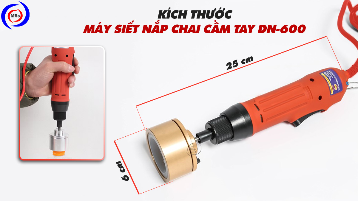 kích thước máy siết nắp chai cầm tay DN-600