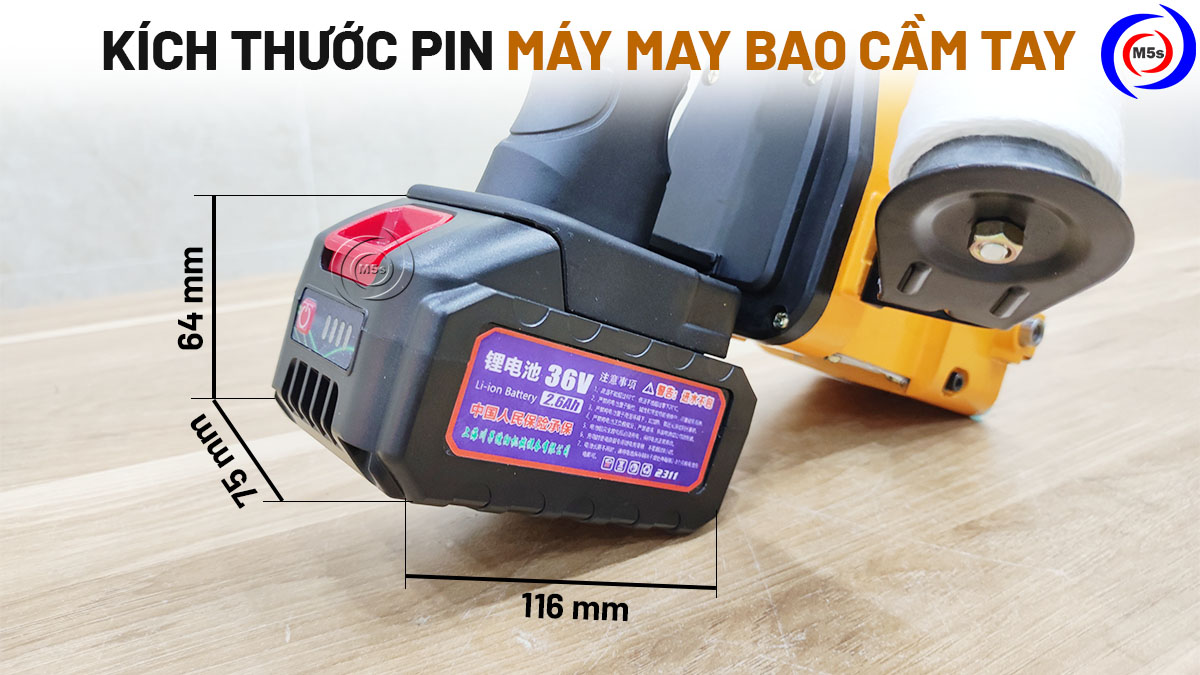 kích thước pin máy may bao cầm tay