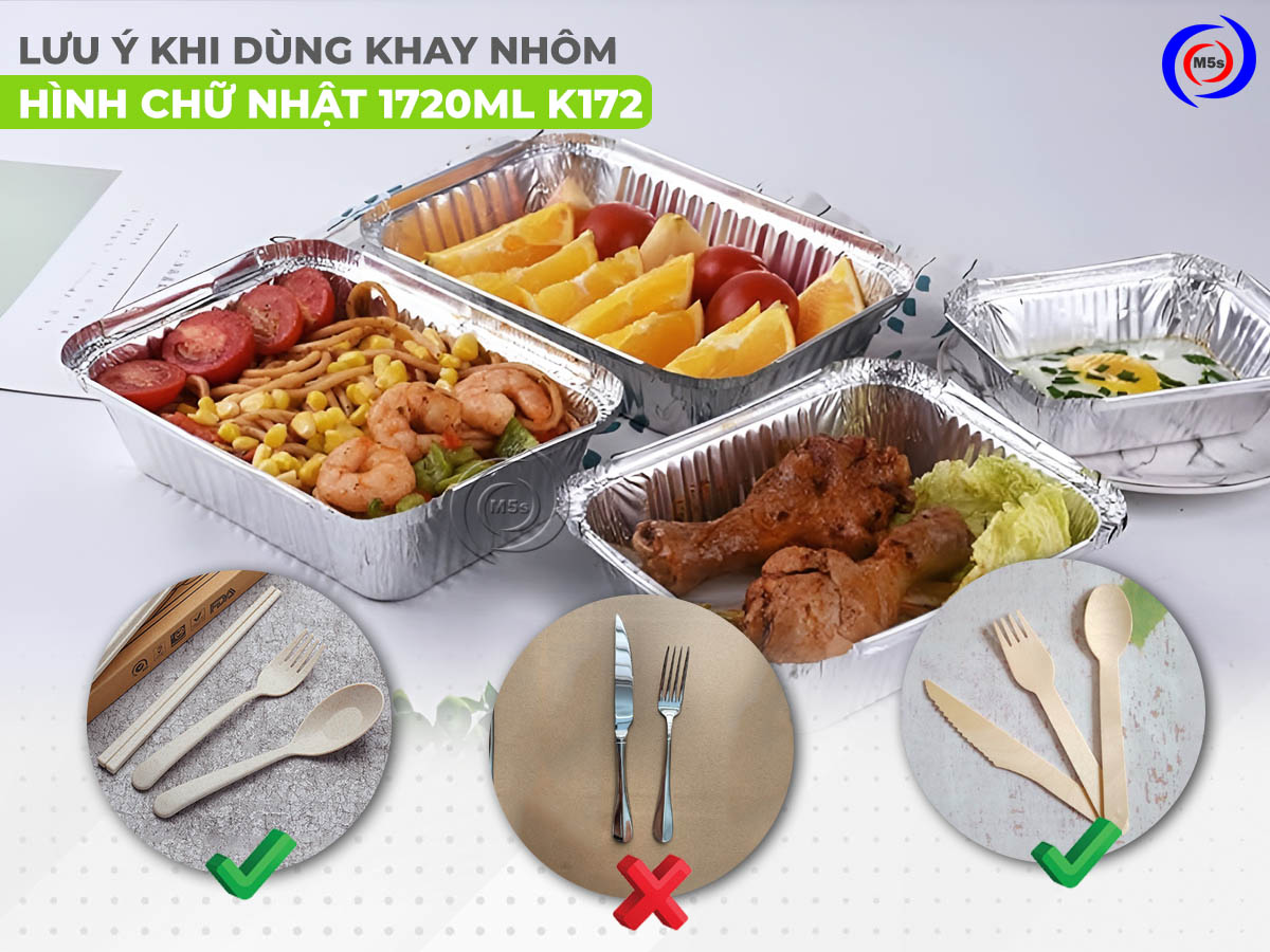 lưu ý khi dùng khay nhôm chữ nhật 1720ml