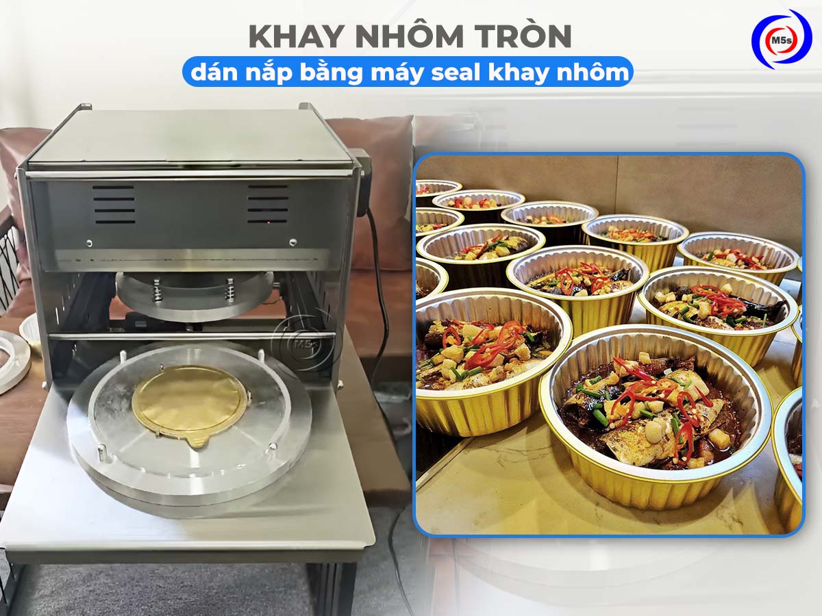 máy dán khay nhôm tròn