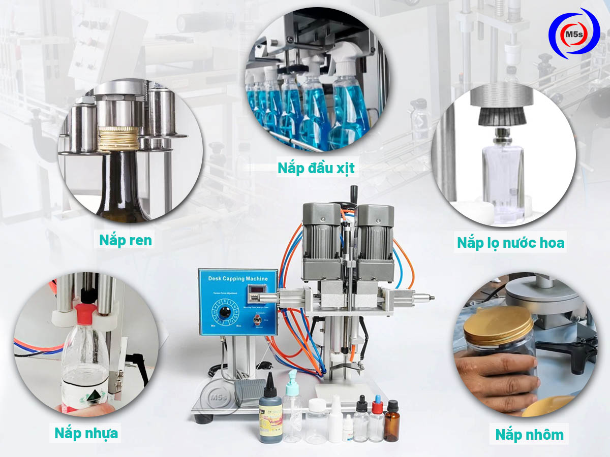 máy đóng nắp chai siết đa dạng loại nắp