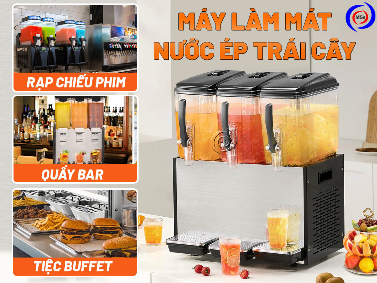 máy làm mát nước ép trái cây và khu vực làm việc