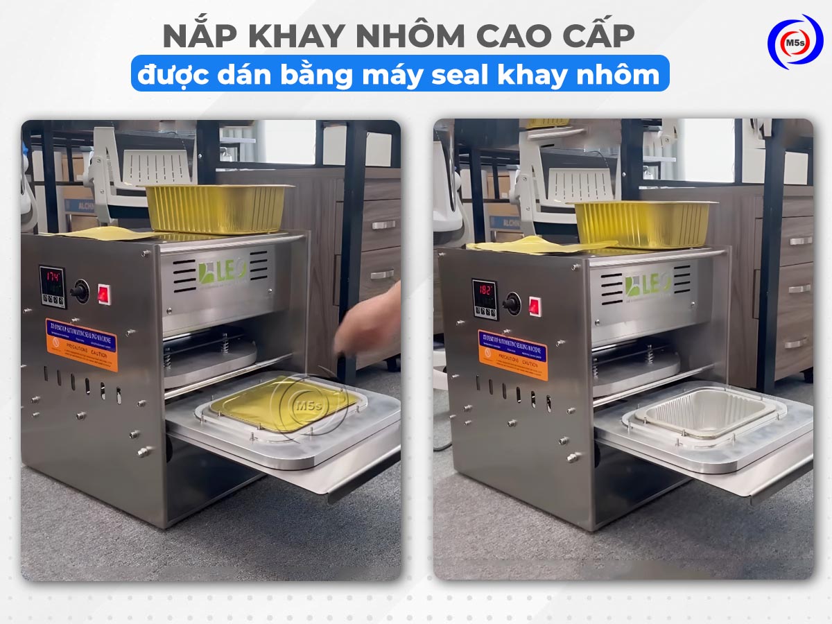 nắp dán bằng máy seal khay nhôm