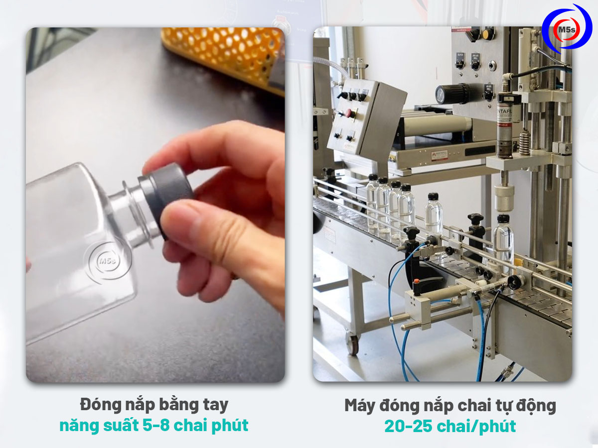 năng suất máy đóng nắp chai vượt trội