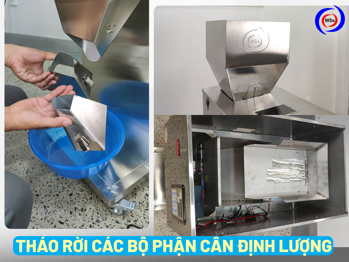tháo rời các bộ phận máy cân định lượng