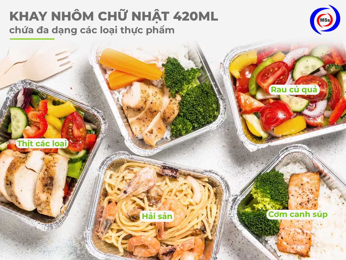 ứng dụng khay nhôm chữ nhật 420ml