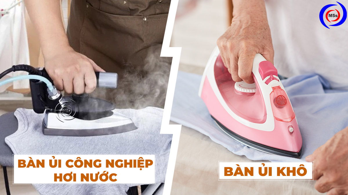 Bàn ủi công nghiệp hơi nước và bàn ủi khô