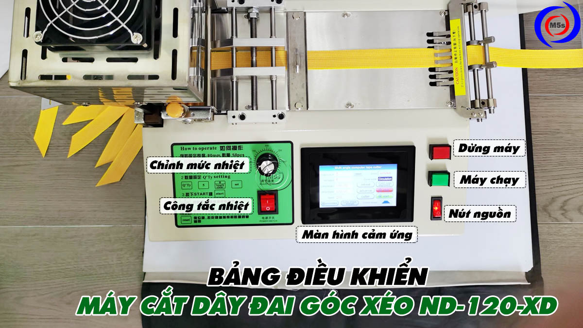 bảng điều khiển máy cắt dây đai xéo góc ND-120-XD
