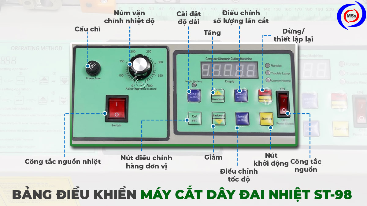 Bẳng điều khiển máy cắt dây đai nhiệt ST-98 Bẳng điều khiển máy cắt dây đai nhiệt ST-98